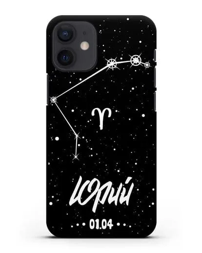 Чехол со знаком зодиака Овен (21 мар — 20 апр) с именем, датой рождения силиконовый для iPhone 12 mini