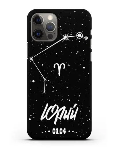 Чехол со знаком зодиака Овен (21 мар — 20 апр) с именем, датой рождения силиконовый для iPhone 12 Pro
