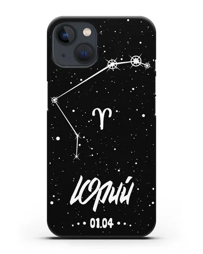 Чехол со знаком зодиака Овен (21 мар — 20 апр) с именем, датой рождения силиконовый для iPhone 13