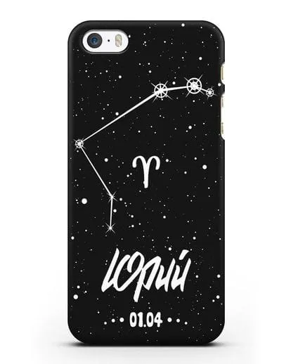 Чехол со знаком зодиака Овен (21 мар — 20 апр) с именем, датой рождения силиконовый для iPhone 5/5s/SE