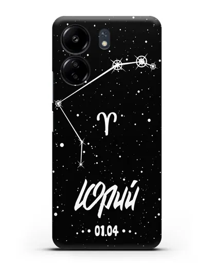 Чехол со знаком зодиака Овен (21 мар — 20 апр) с именем, датой рождения силиконовый для Xiaomi Poco C65