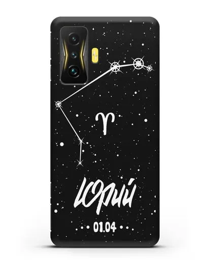 Чехол со знаком зодиака Овен (21 мар — 20 апр) с именем, датой рождения силиконовый для Xiaomi Poco F4 GT