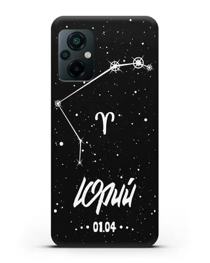 Чехол со знаком зодиака Овен (21 мар — 20 апр) с именем, датой рождения силиконовый для Xiaomi Poco M5