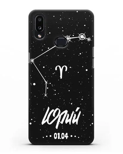Чехол со знаком зодиака Овен (21 мар — 20 апр) с именем, датой рождения силиконовый для Samsung Galaxy A10s [SM-F107F]