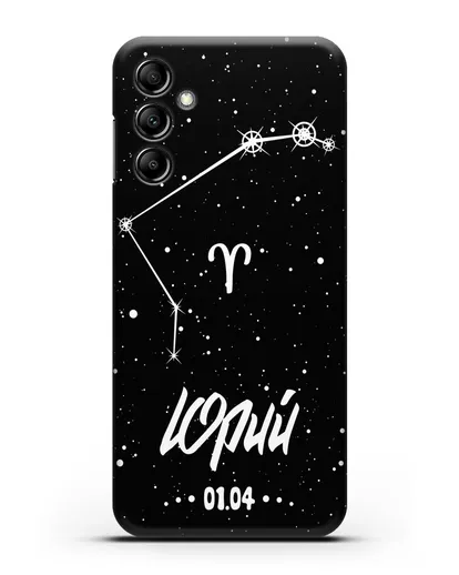 Чехол со знаком зодиака Овен (21 мар — 20 апр) с именем, датой рождения силиконовый для Samsung Galaxy A14 [SM-A145]