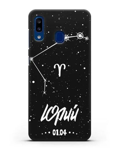 Чехол со знаком зодиака Овен (21 мар — 20 апр) с именем, датой рождения силиконовый для Samsung Galaxy A20 [SM-A205FN]