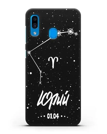 Чехол со знаком зодиака Овен (21 мар — 20 апр) с именем, датой рождения силиконовый для Samsung Galaxy A30 [SM-A305FN]