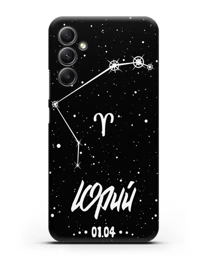 Чехол со знаком зодиака Овен (21 мар — 20 апр) с именем, датой рождения силиконовый для Samsung Galaxy A34 [SM-A346]