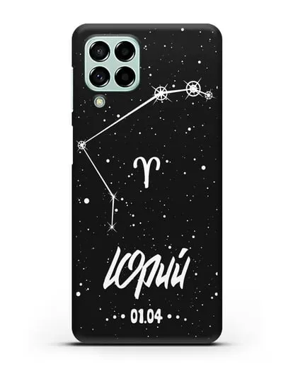Чехол со знаком зодиака Овен (21 мар — 20 апр) с именем, датой рождения силиконовый для Samsung Galaxy M33 [SM-M336]