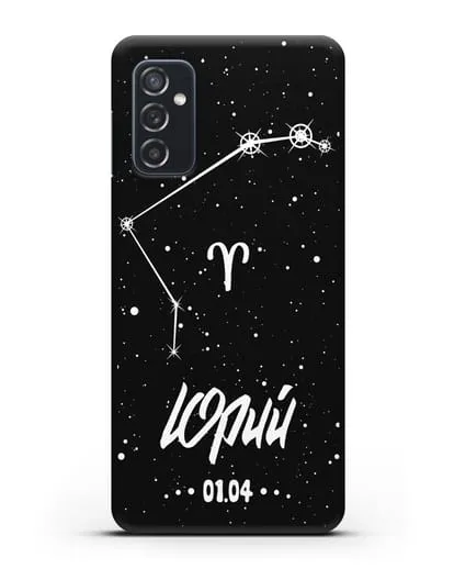 Чехол со знаком зодиака Овен (21 мар — 20 апр) с именем, датой рождения силиконовый для Samsung Galaxy M52 [M526B]
