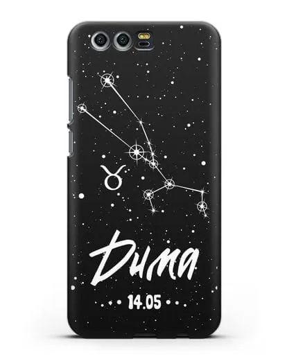 Чехол со знаком зодиака Телец (21 апр — 21 май) с именем, датой рождения силиконовый для Honor 9