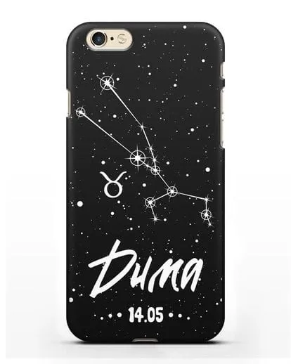 Чехол со знаком зодиака Телец (21 апр — 21 май) с именем, датой рождения силиконовый для iPhone 6