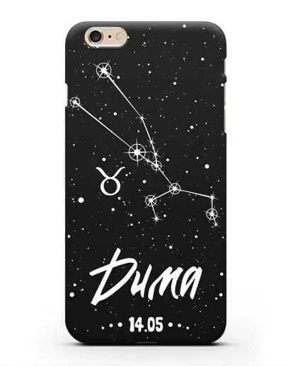 Чехол со знаком зодиака Телец (21 апр — 21 май) с именем, датой рождения силиконовый для iPhone 6 Plus