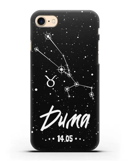 Чехол со знаком зодиака Телец (21 апр — 21 май) с именем, датой рождения силиконовый для iPhone 8