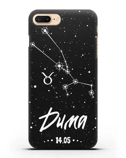 Чехол со знаком зодиака Телец (21 апр — 21 май) с именем, датой рождения силиконовый для iPhone 8 Plus