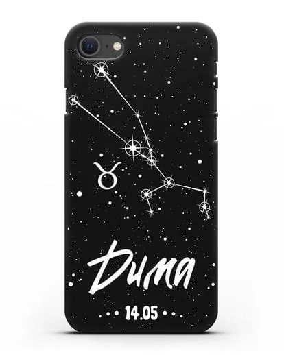 Чехол со знаком зодиака Телец (21 апр — 21 май) с именем, датой рождения силиконовый для iPhone SE 2020