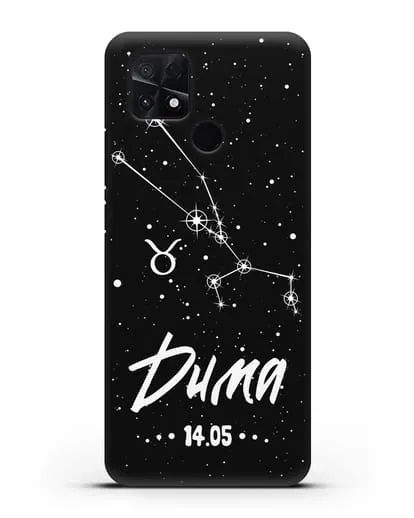 Чехол со знаком зодиака Телец (21 апр — 21 май) с именем, датой рождения силиконовый для Xiaomi Poco C40