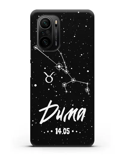 Чехол со знаком зодиака Телец (21 апр — 21 май) с именем, датой рождения силиконовый для Xiaomi Poco F3