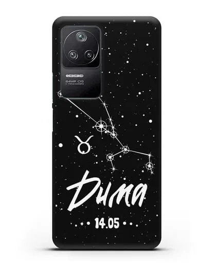 Чехол со знаком зодиака Телец (21 апр — 21 май) с именем, датой рождения силиконовый для Xiaomi Poco F4