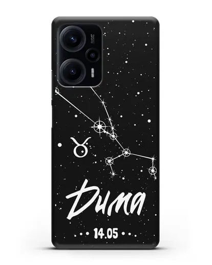 Чехол со знаком зодиака Телец (21 апр — 21 май) с именем, датой рождения силиконовый для Xiaomi Poco F5