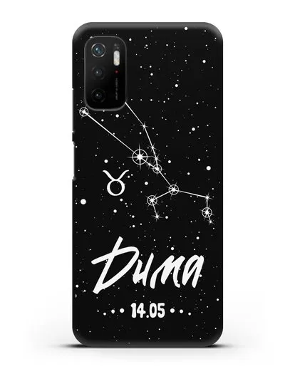 Чехол со знаком зодиака Телец (21 апр — 21 май) с именем, датой рождения силиконовый для Xiaomi Poco M3 Pro