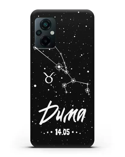 Чехол со знаком зодиака Телец (21 апр — 21 май) с именем, датой рождения силиконовый для Xiaomi Poco M5