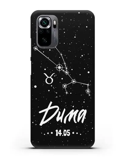 Чехол со знаком зодиака Телец (21 апр — 21 май) с именем, датой рождения силиконовый для Xiaomi Poco M5s