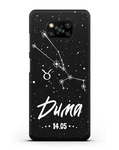 Чехол со знаком зодиака Телец (21 апр — 21 май) с именем, датой рождения силиконовый для Xiaomi Poco X3