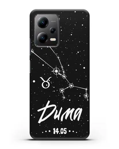 Чехол со знаком зодиака Телец (21 апр — 21 май) с именем, датой рождения силиконовый для Xiaomi Poco X5