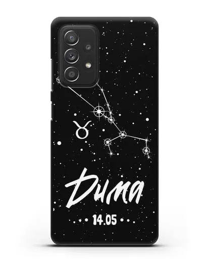 Чехол со знаком зодиака Телец (21 апр — 21 май) с именем, датой рождения силиконовый для Samsung Galaxy A53