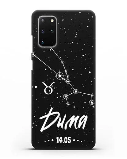 Чехол со знаком зодиака Телец (21 апр — 21 май) с именем, датой рождения силиконовый для Samsung Galaxy S20 Plus [SM-G985F]