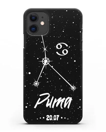 Чехол со знаком зодиака Рак (22 июн — 23 июл) с именем, датой рождения силиконовый для iPhone 11