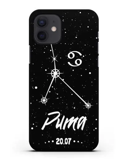 Чехол со знаком зодиака Рак (22 июн — 23 июл) с именем, датой рождения силиконовый для iPhone 12