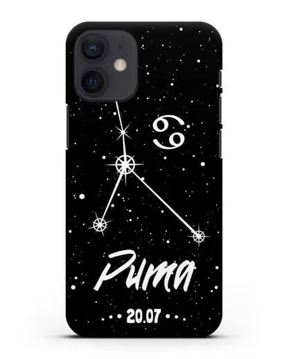 Чехол со знаком зодиака Рак (22 июн — 23 июл) с именем, датой рождения силиконовый для iPhone 12 mini