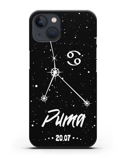 Чехол со знаком зодиака Рак (22 июн — 23 июл) с именем, датой рождения силиконовый для iPhone 13