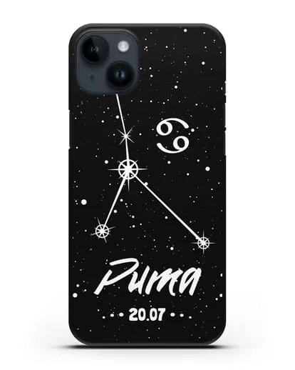 Чехол со знаком зодиака Рак (22 июн — 23 июл) с именем, датой рождения силиконовый для iPhone 14 Plus