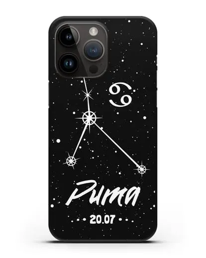 Чехол со знаком зодиака Рак (22 июн — 23 июл) с именем, датой рождения силиконовый для iPhone 14 Pro Max