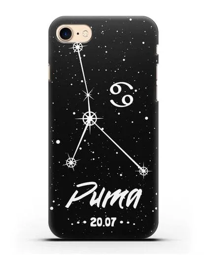 Чехол со знаком зодиака Рак (22 июн — 23 июл) с именем, датой рождения силиконовый для iPhone 8