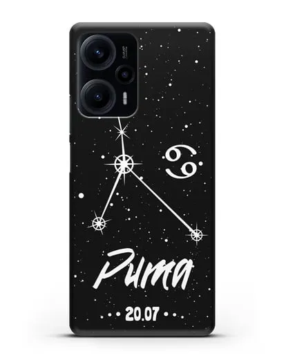 Чехол со знаком зодиака Рак (22 июн — 23 июл) с именем, датой рождения силиконовый для Xiaomi Poco F5