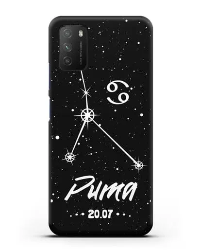 Чехол со знаком зодиака Рак (22 июн — 23 июл) с именем, датой рождения силиконовый для Xiaomi Poco M3