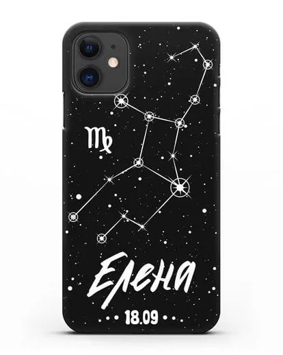 Чехол со знаком зодиака Дева (24 авг — 23 сен) с именем, датой рождения силиконовый для iPhone 11
