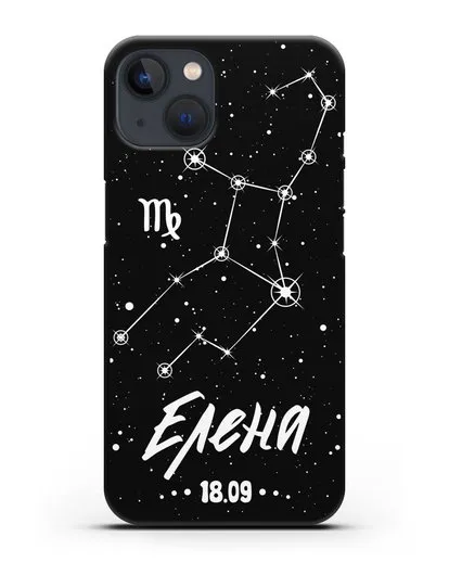 Чехол со знаком зодиака Дева (24 авг — 23 сен) с именем, датой рождения силиконовый для iPhone 13