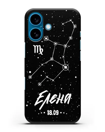 Чехол со знаком зодиака Дева (24 авг — 23 сен) с именем, датой рождения силиконовый для iPhone 16