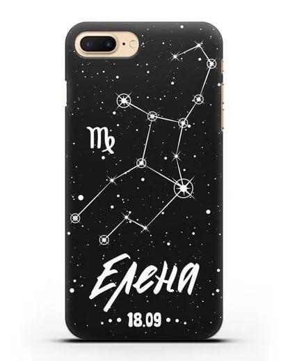 Чехол со знаком зодиака Дева (24 авг — 23 сен) с именем, датой рождения силиконовый для iPhone 7 Plus