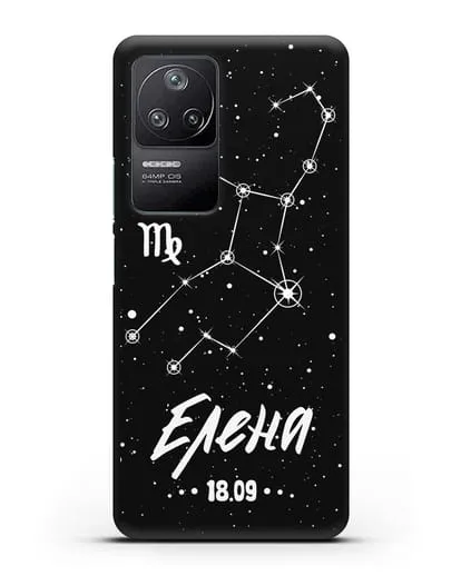 Чехол со знаком зодиака Дева (24 авг — 23 сен) с именем, датой рождения силиконовый для Xiaomi Poco F4