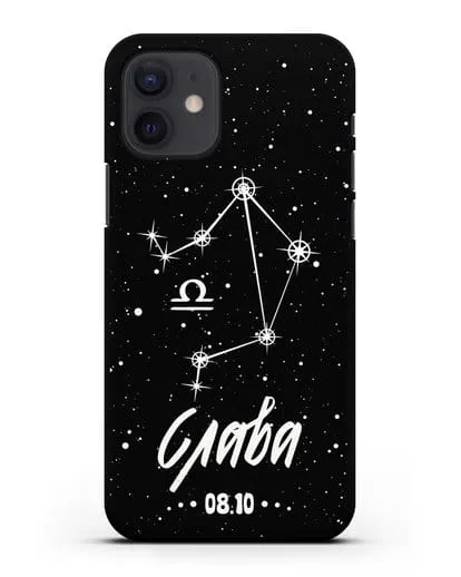 Чехол со знаком зодиака Весы (24 сен — 23 окт) с именем, датой рождения силиконовый для iPhone 12