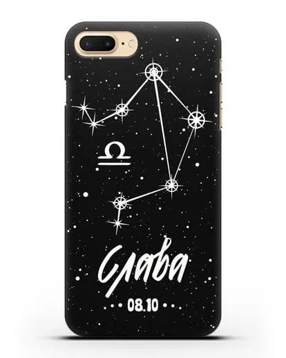 Чехол со знаком зодиака Весы (24 сен — 23 окт) с именем, датой рождения силиконовый для iPhone 8 Plus