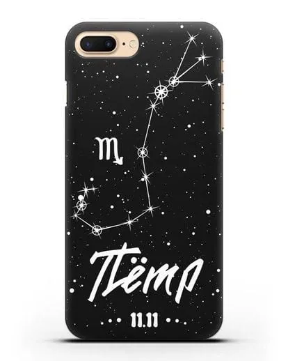 Чехол со знаком зодиака Скорпион (24 окт — 22 ноя) с именем, датой рождения силиконовый для iPhone 7 Plus