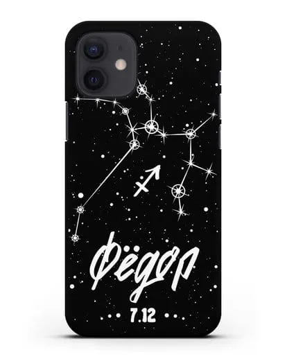 Чехол со знаком зодиака Стрелец (23 ноя — 21 дек) с именем, датой рождения силиконовый для iPhone 12