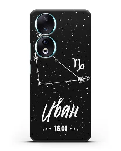 Чехол со знаком зодиака Козерог (22 дек — 20 янв) с именем, датой рождения силиконовый для Honor 90